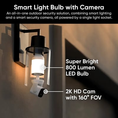 🔥 BIG SALE-47% OFF🔥2K HD Light Bulb Security Camera, 24/7 MicroSD Recording