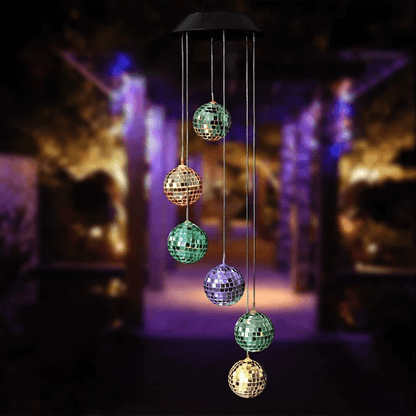 Mirror Ball Wind Chime – Solar LED Garden Decoration
