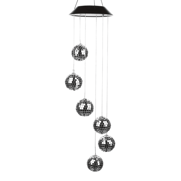 Mirror Ball Wind Chime – Solar LED Garden Decoration