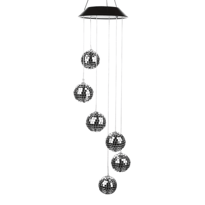 Mirror Ball Wind Chime – Solar LED Garden Decoration