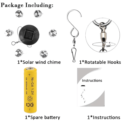 Mirror Ball Wind Chime – Solar LED Garden Decoration